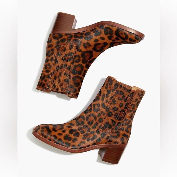 NEW Madewell Real Fur -The Autumn High Chelsea Boot in Leopard Calf Hair Size 9 - Picture 3 of 10